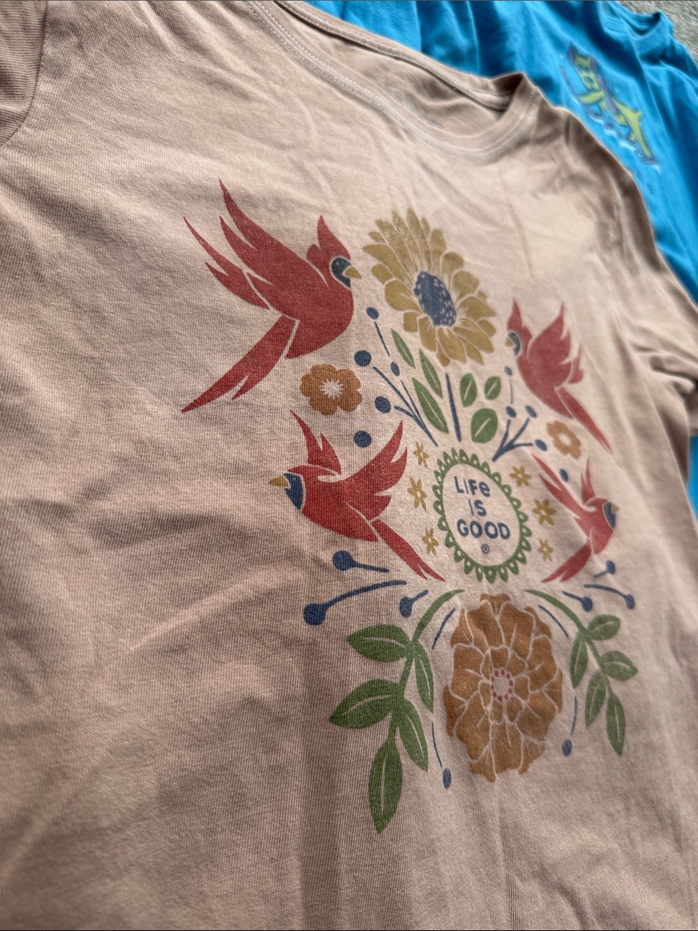 Life Is Good Tan/Burgundy/blue Graphic Long  Tee - Picture 3 of 15